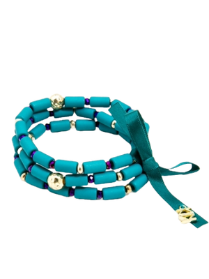 ZE Teal Beaded Stretch Bracelet