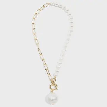 ZE Chain and Pearl Pendant Necklace