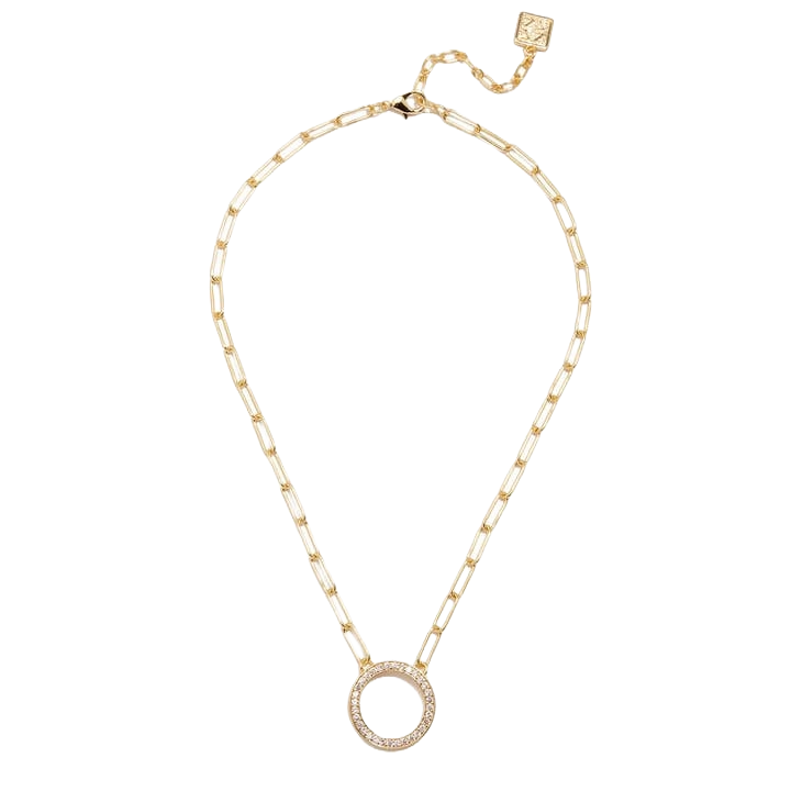 ZE Circular Pavé Pendant Collar Necklace