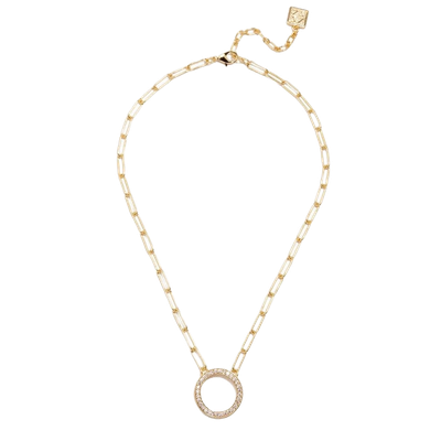 ZE Circular Pavé Pendant Collar Necklace