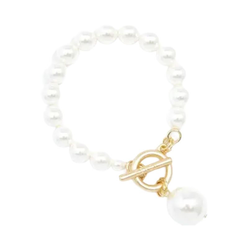 ZE Pearl Charm And Toggle Bracelet