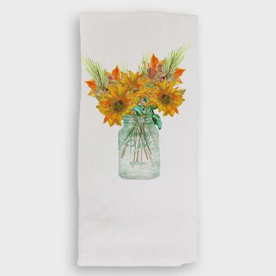 FG Mason Jar with Fall Flowers Guest Towel