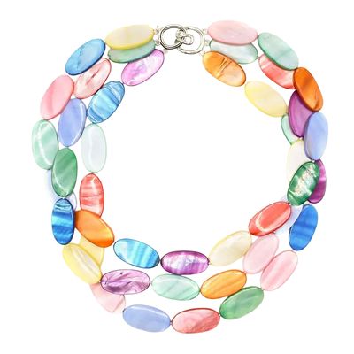 SL Fruit Salad 3 Strand Oval MOP Necklace