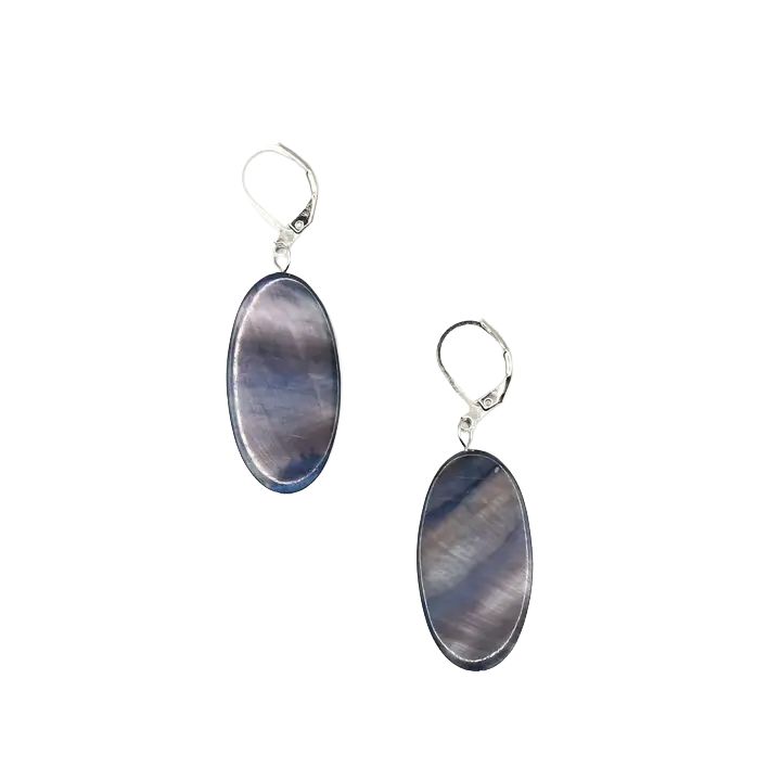 SL Black Oval Mop Earrings