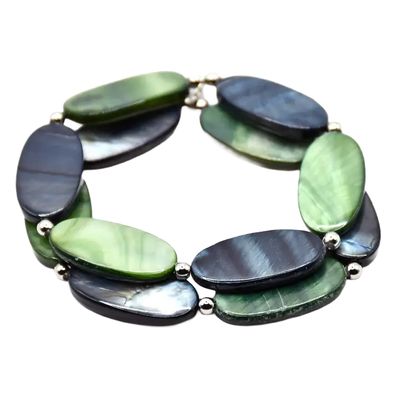 SL Moss-Black Oval Two Strand Mop Bracelet