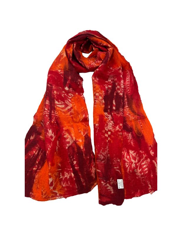 NU Red Felt Sari Scarf