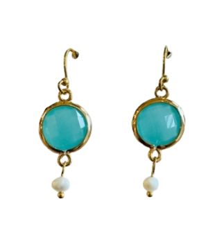 SG Turquoise Round Crystal Earring