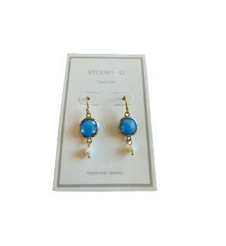 SG Blue Round Crystal Earring