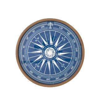BA Compass Rose Enameled Blue Tray
