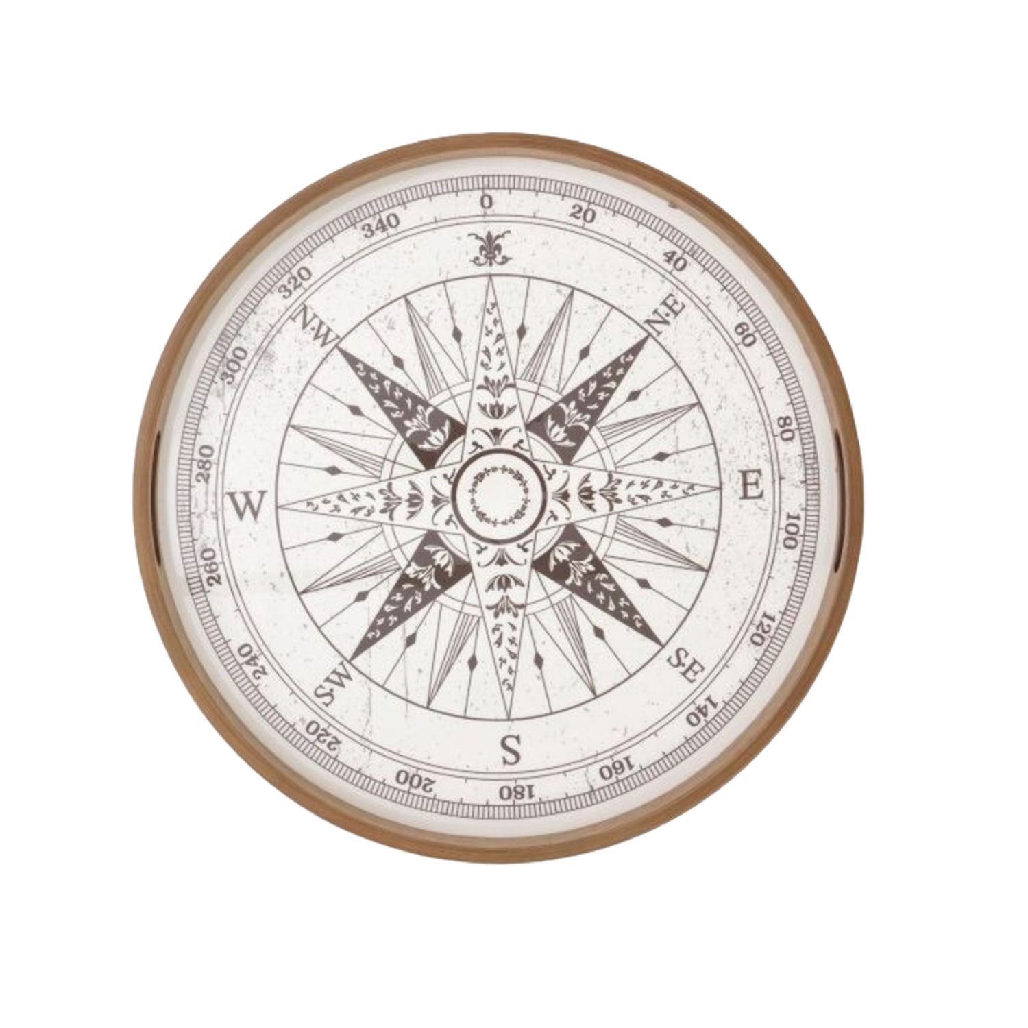 BA Compass Rose Enameled Ivory Wood Tray