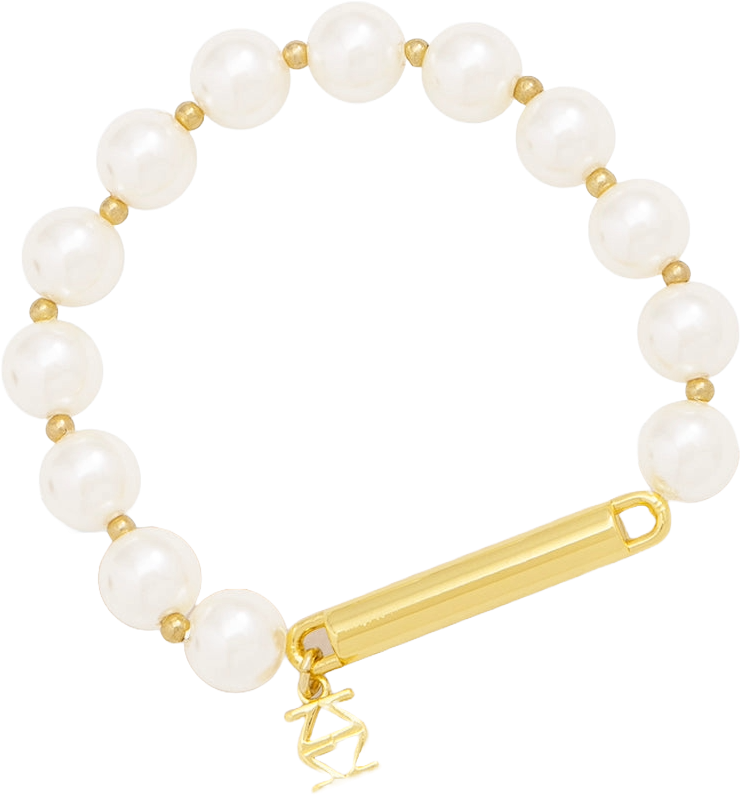 ZE Pearl Stretch Bracelet with Metal Bar