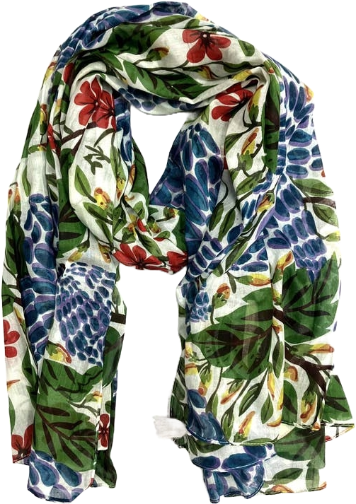 DOL Olive/Navy Cotton Print Scarf