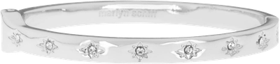 MSJ Silver/Clear Mini Crystal Starburst Hinged Bangle