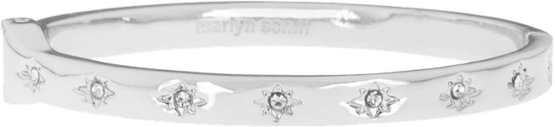 MSJ Silver/Clear Mini Crystal Starburst Hinged Bangle