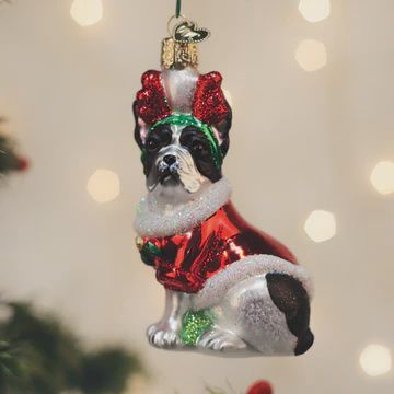 OW Holiday French Bulldog Ornament