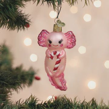 OW Axolotl with Candy Cane Ornament