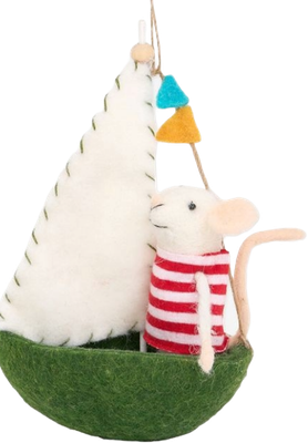 BA Sailboat w/Mouse Felt Ornament