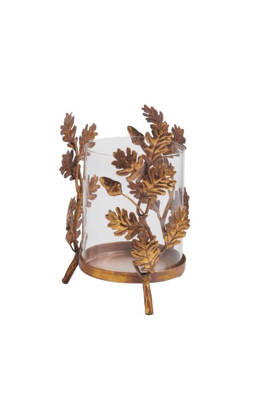 RAZ Gold Oak Leaf Base w/Glass Insert