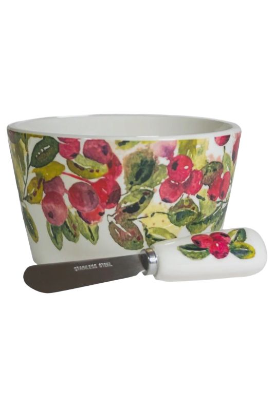 BI Cranberry Wreath Bowl &amp; Spreader