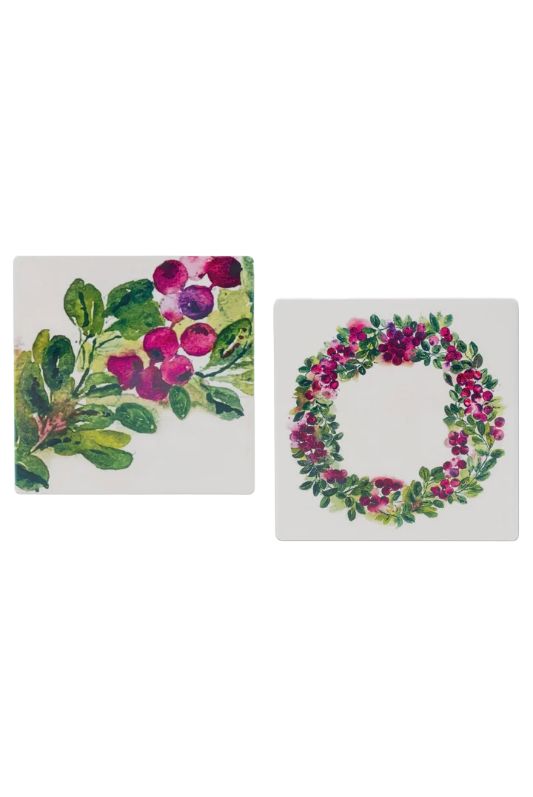 BI Cranberry Wreath Coasters