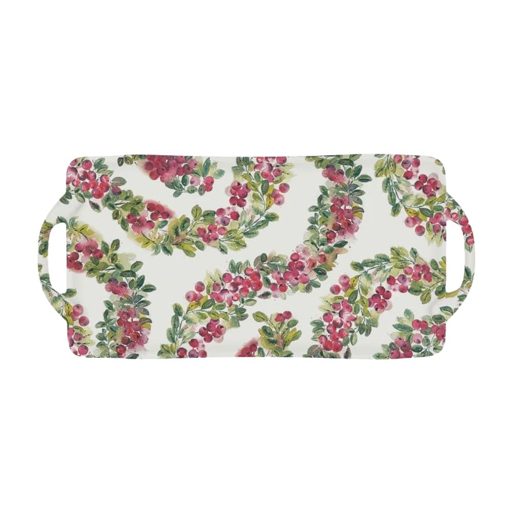 BI Cranberry Wreath Melamine Large Tray