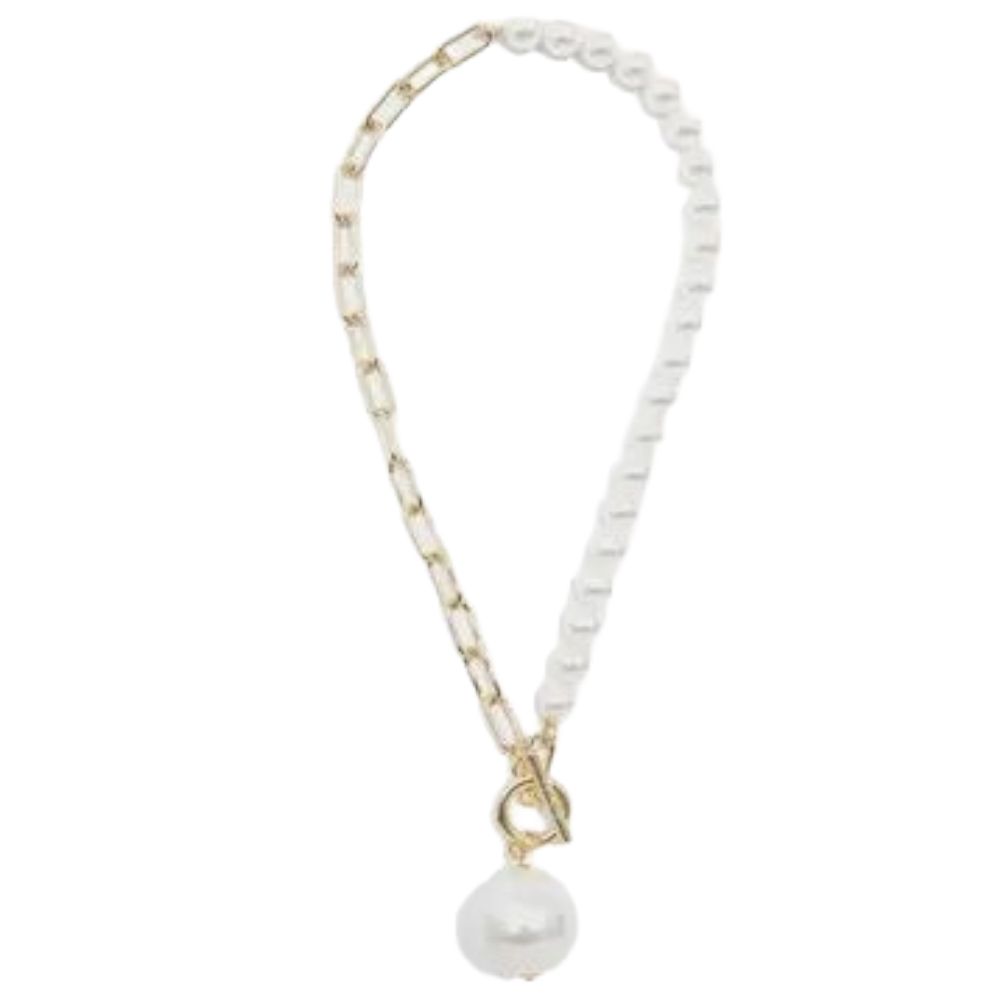 ZE Chain and Pearl Pendant Necklace