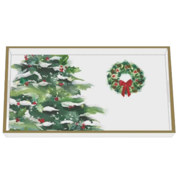 PPD Winter Tree &amp; Wreath Wooden Vanity Tray