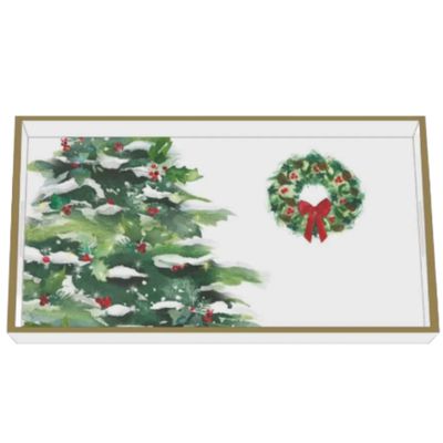 PPD Winter Tree &amp; Wreath Wooden Vanity Tray