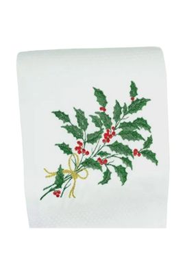 MI Holiday Holly Berries Embroidered Towel