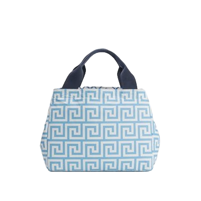 BB French Blue Greek Key Snap Tote