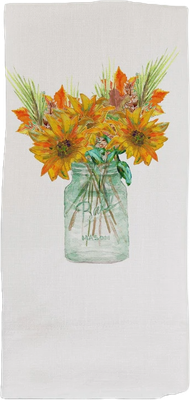 FG Mason Jar with Fall Flowers Guest Towel