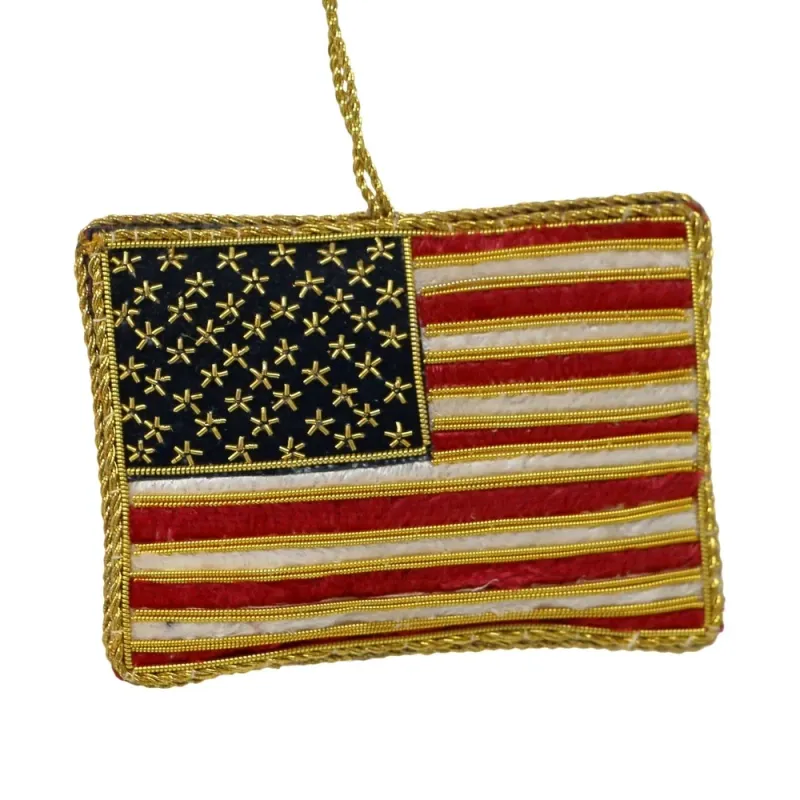 STN Velvet American Flag Ornament
