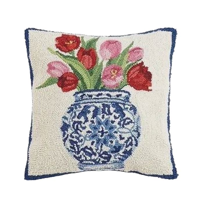PH Chinoiserie Vase with Tulips Hook Pillow