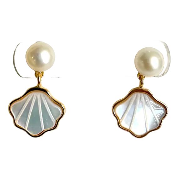 SG Etched Shell Stud Earring