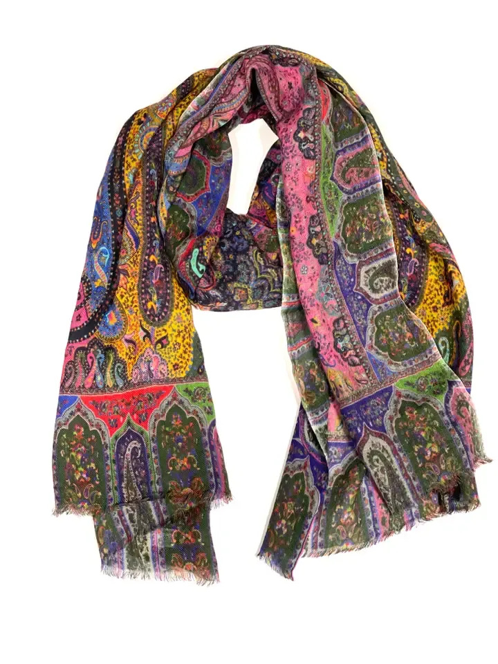 DOL Paisely Blue Gwendoline Wool Scarf