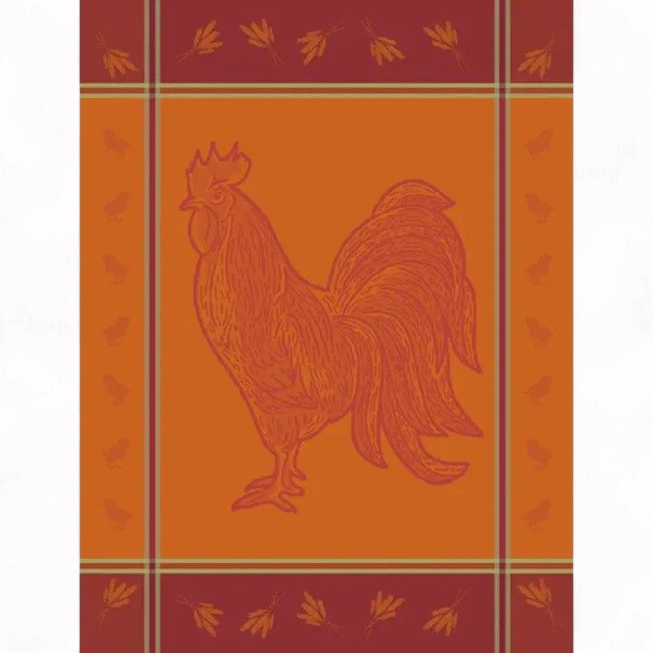 MI Burgundy Gold Rooster Towel