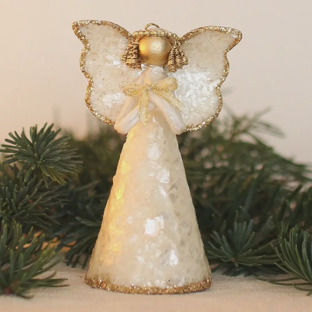 DG Capiz Angel Ornament with Glitter