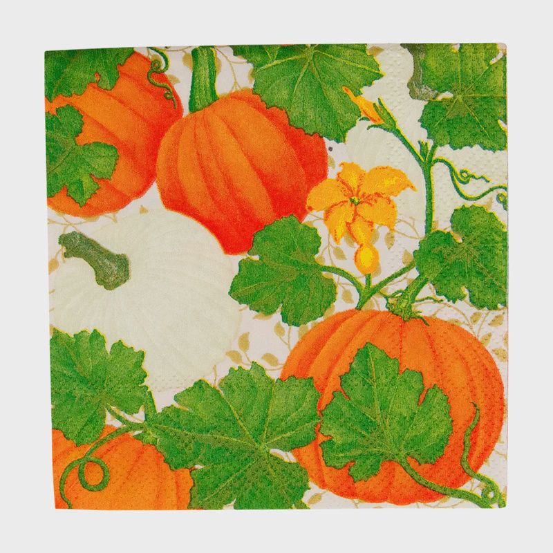 CA Pumpkin Chintz Cocktail Napkin