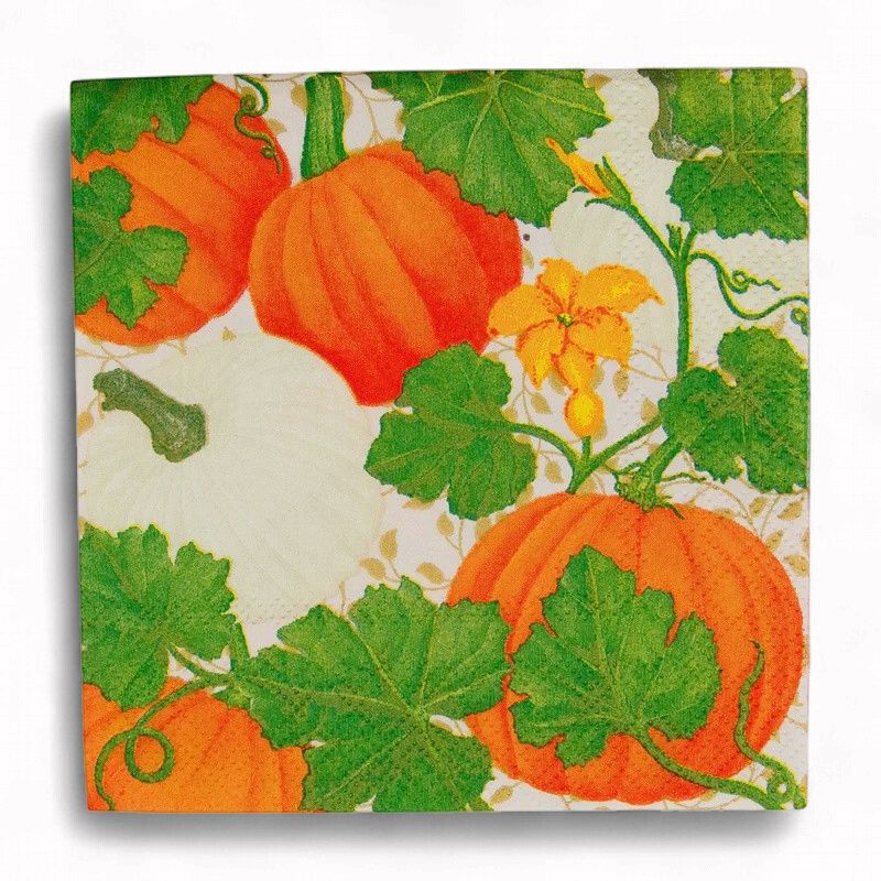 CA Pumpkin Chintz Cocktail Napkin