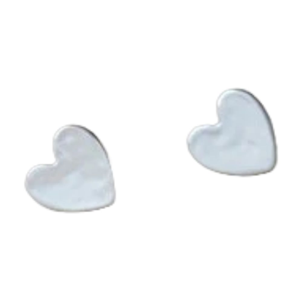 GJ Silver Heart Stud Earrings