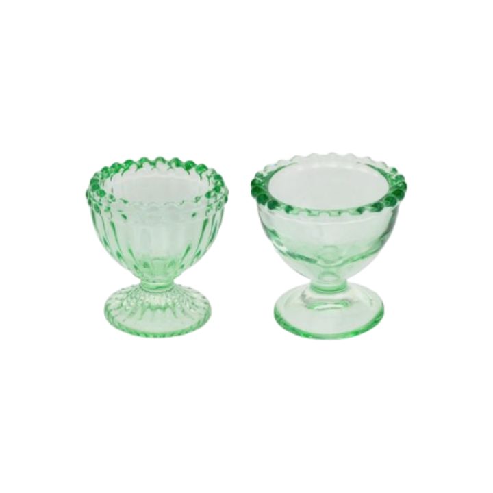 BI Green Glass Egg Cups