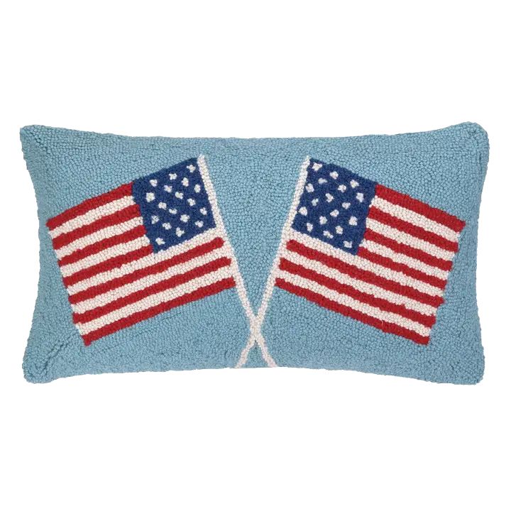 PH Double American Flag Hook Pillow