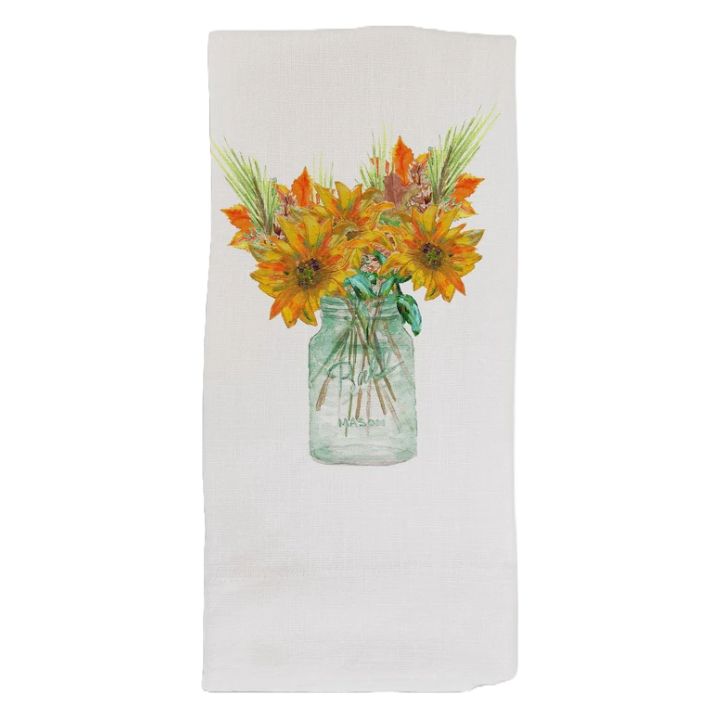 FG Mason Jar with Fall Flowers Guest Towel