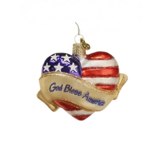 OW God Bless America Heart Ornament