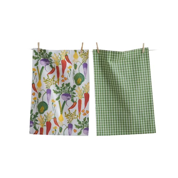 TA Tossed Veggies Dishtowel S/2