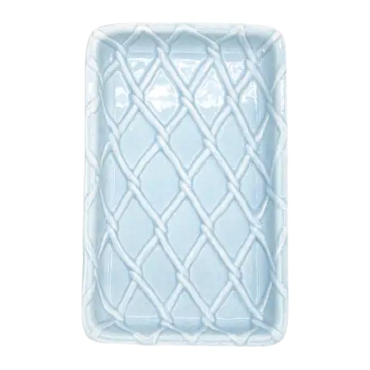 8O Light Blue Textured Soap Dish