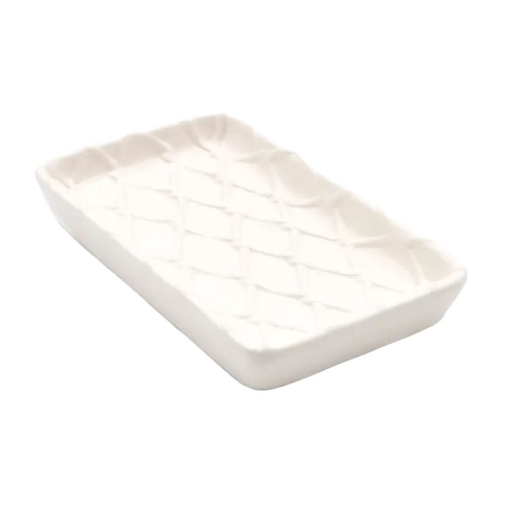 8O White Textured Soap Dish