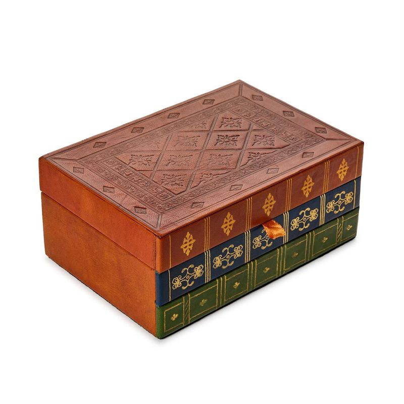 TC Leather Book Hinged Rectangle Keepsake/Storage Box