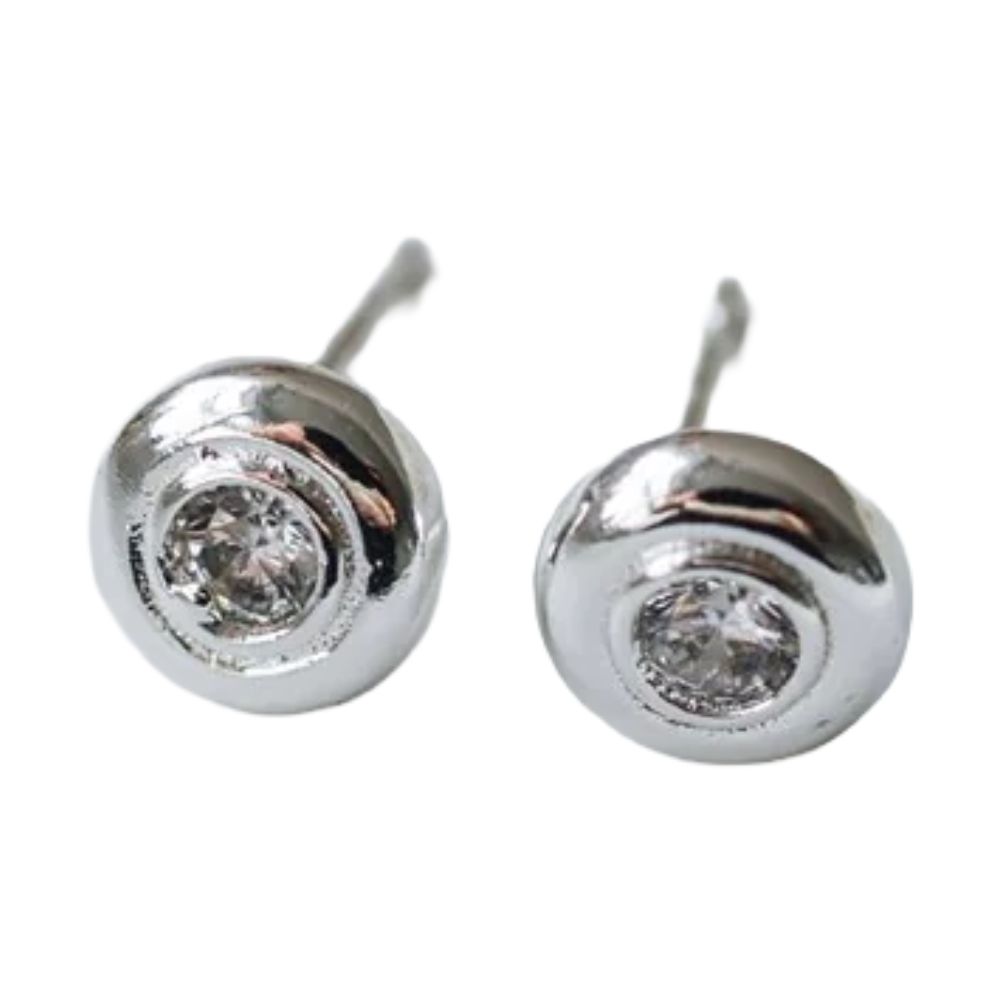 GJ Glimmer Disc Silver Studs