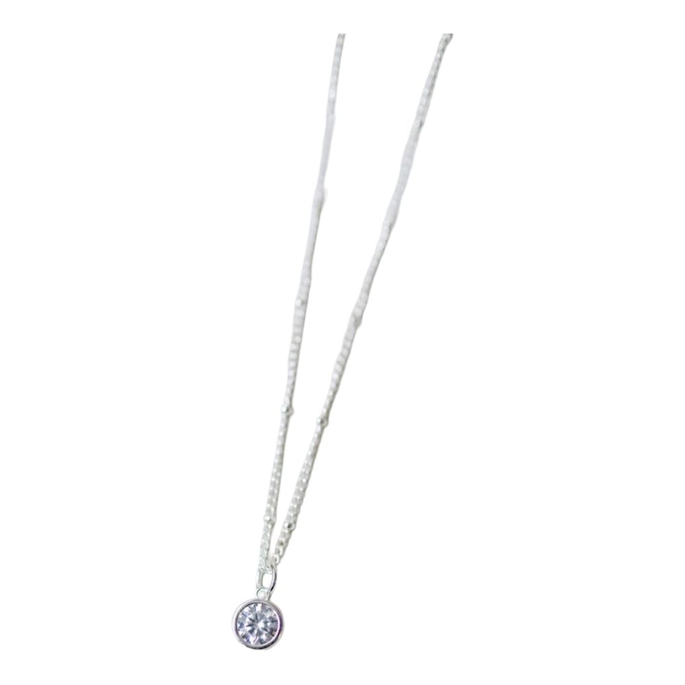 GJ Luster Silver Clear Necklace